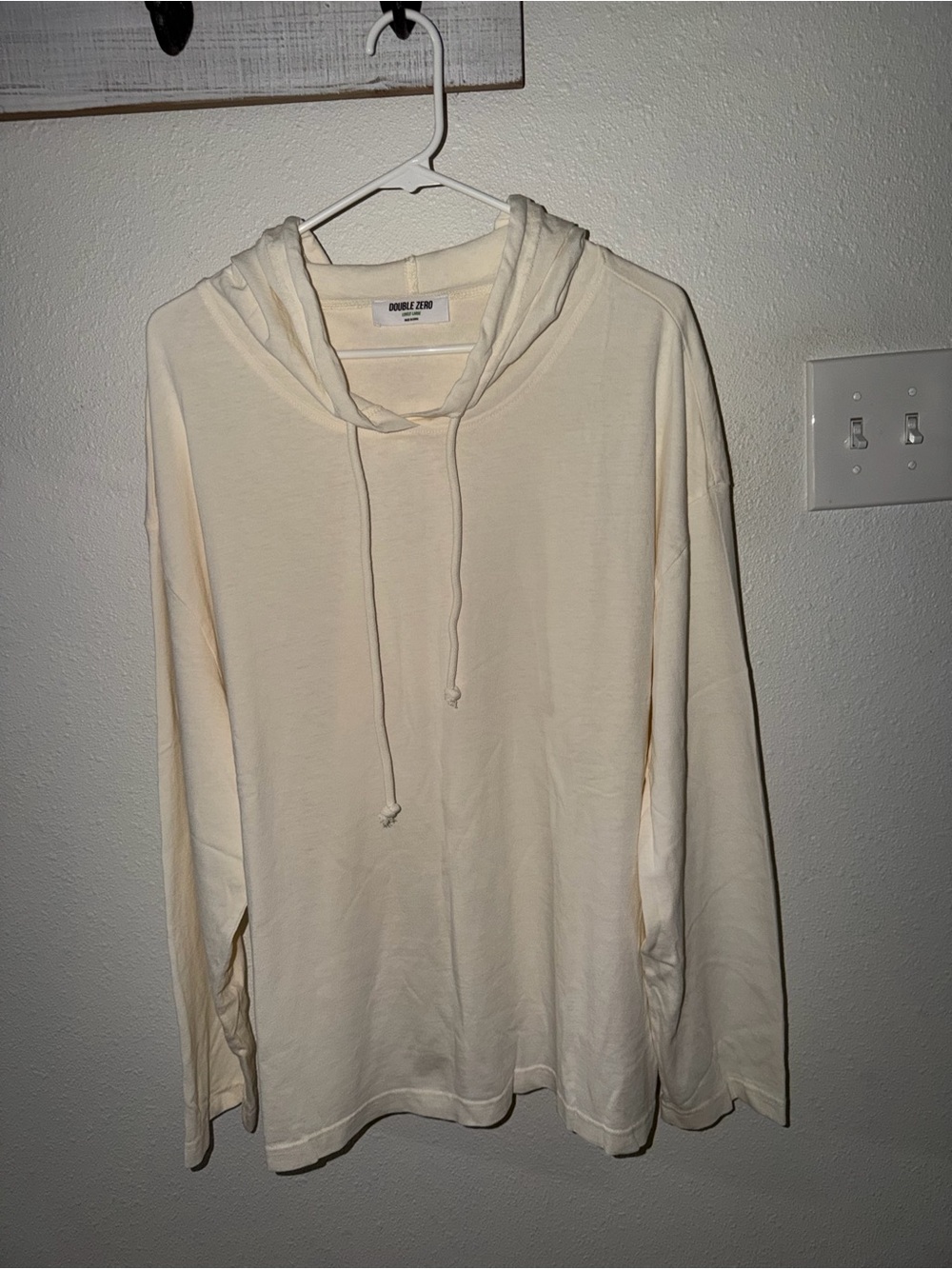 Double Zero Cream Lightweight V-Neck Hoodie NWOT